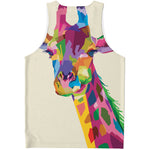 Colorful Giraffe Portrait Print Men's Tank Top
