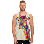 Colorful Giraffe Portrait Print Men's Tank Top