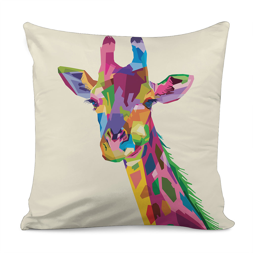 Colorful Giraffe Portrait Print Pillow Cover