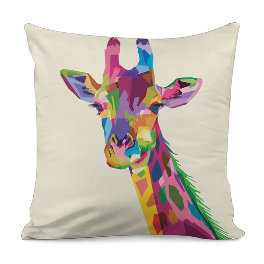 Colorful Giraffe Portrait Print Pillow Cover