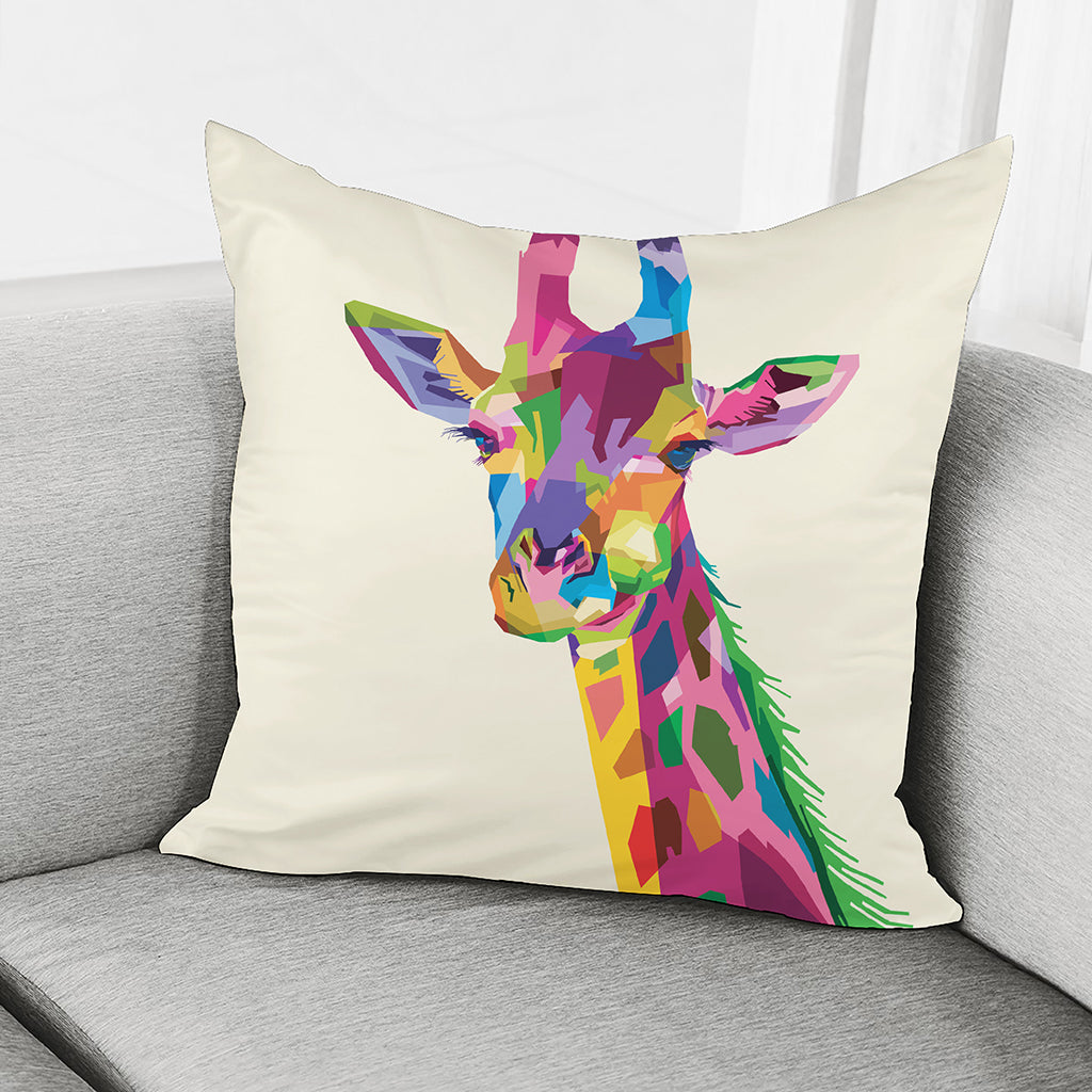Colorful Giraffe Portrait Print Pillow Cover
