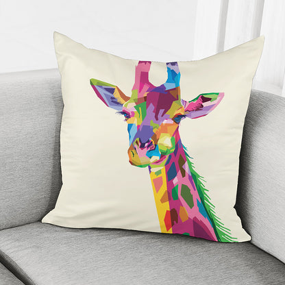 Colorful Giraffe Portrait Print Pillow Cover