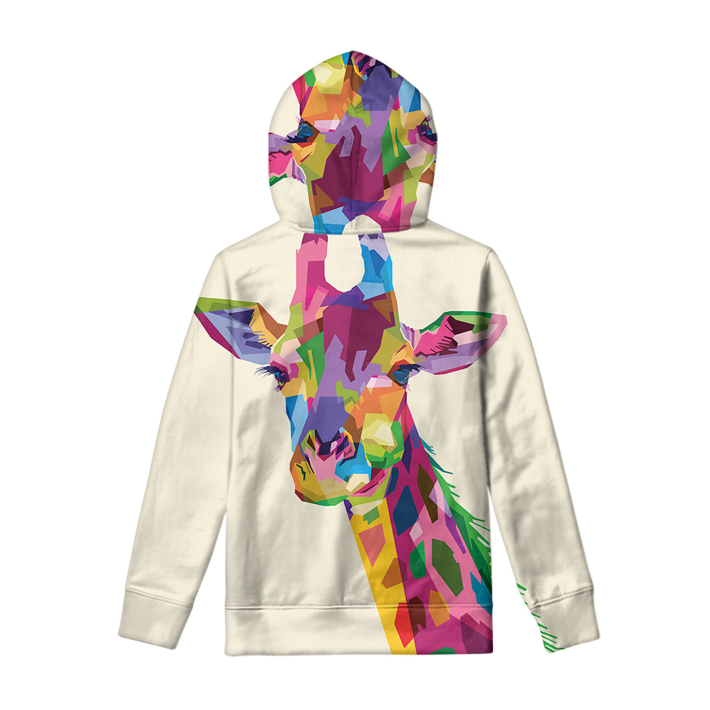 Colorful Giraffe Portrait Print Pullover Hoodie