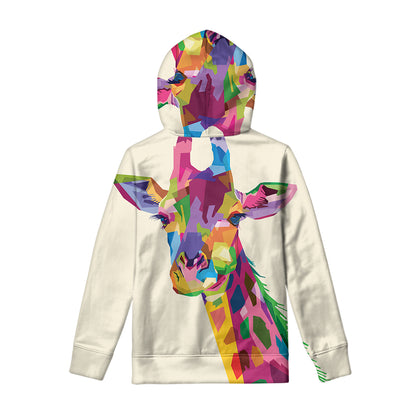 Colorful Giraffe Portrait Print Pullover Hoodie