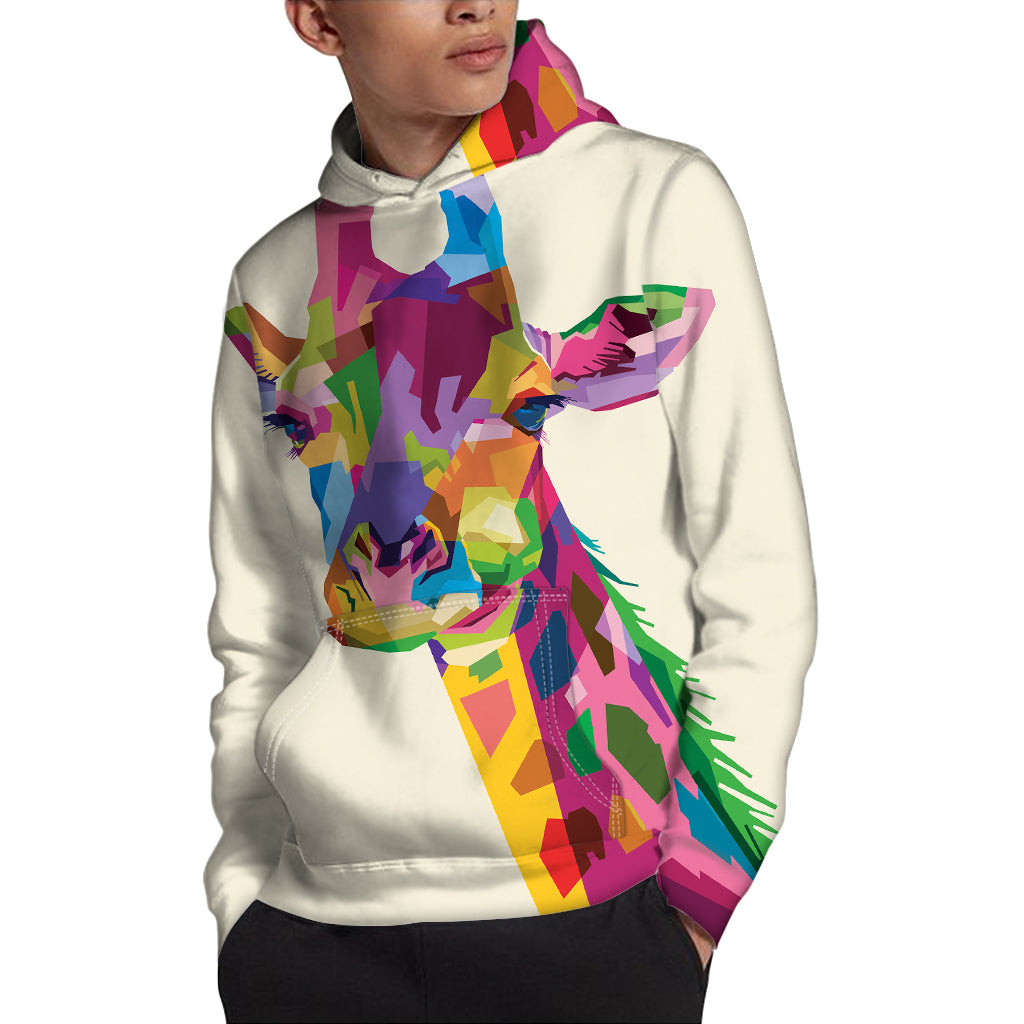 Colorful Giraffe Portrait Print Pullover Hoodie