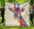 Colorful Giraffe Portrait Print Quilt