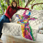 Colorful Giraffe Portrait Print Quilt