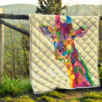 Colorful Giraffe Portrait Print Quilt