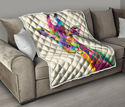 Colorful Giraffe Portrait Print Quilt