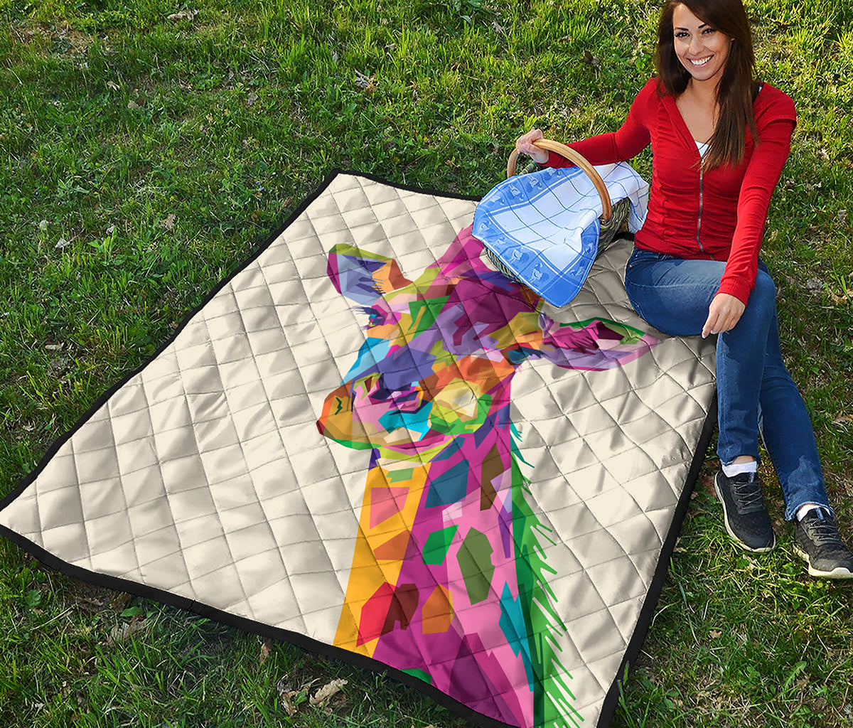 Colorful Giraffe Portrait Print Quilt