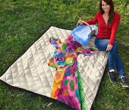 Colorful Giraffe Portrait Print Quilt