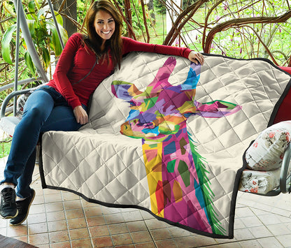 Colorful Giraffe Portrait Print Quilt