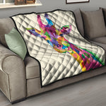 Colorful Giraffe Portrait Print Quilt