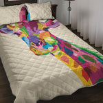 Colorful Giraffe Portrait Print Quilt Bed Set