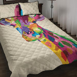 Colorful Giraffe Portrait Print Quilt Bed Set