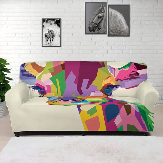 Colorful Giraffe Portrait Print Sofa Cover