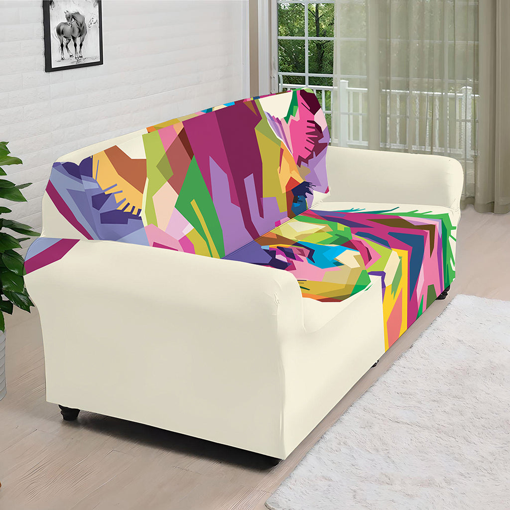 Colorful Giraffe Portrait Print Sofa Cover