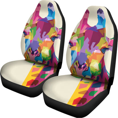 Colorful Giraffe Portrait Print Universal Fit Car Seat Covers