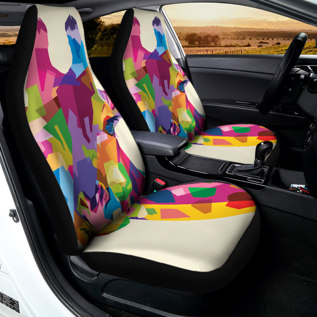 Colorful Giraffe Portrait Print Universal Fit Car Seat Covers