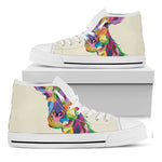 Colorful Giraffe Portrait Print White High Top Shoes