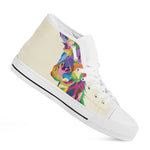 Colorful Giraffe Portrait Print White High Top Shoes