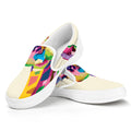 Colorful Giraffe Portrait Print White Slip On Sneakers