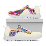 Colorful Giraffe Portrait Print White Sneakers