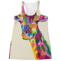 Colorful Giraffe Portrait Print Women's Racerback Tank Top