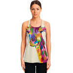 Colorful Giraffe Portrait Print Women's Racerback Tank Top