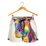 Colorful Giraffe Portrait Print Women's Shorts