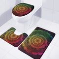 Colorful Gradient Mandala Print 3 Piece Bath Mat Set