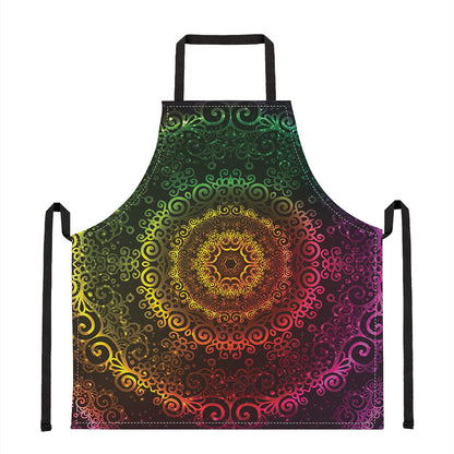 Colorful Gradient Mandala Print Apron