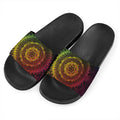 Colorful Gradient Mandala Print Black Slide Sandals