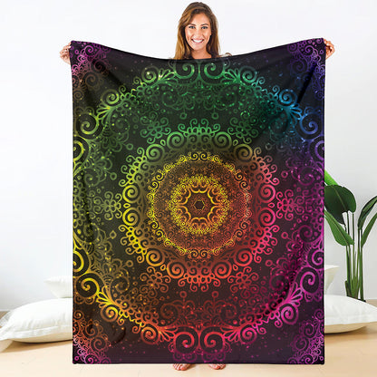 Colorful Gradient Mandala Print Blanket