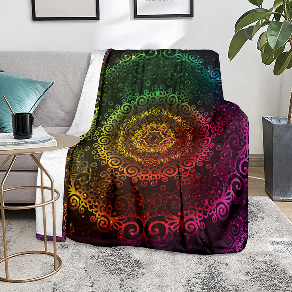 Colorful Gradient Mandala Print Blanket