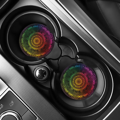 Colorful Gradient Mandala Print Car Coasters