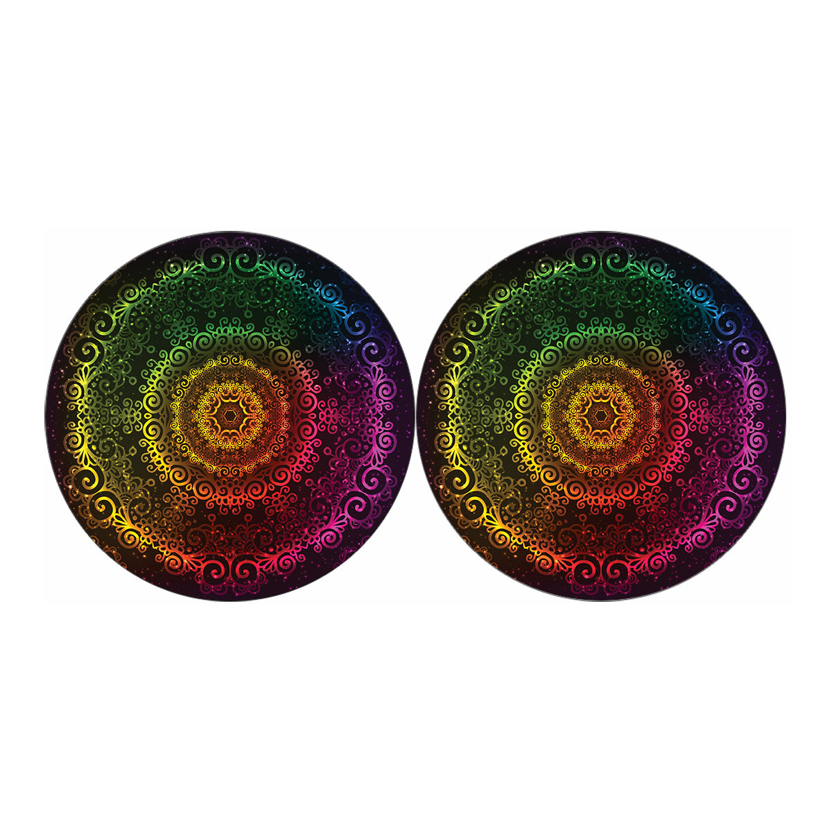 Colorful Gradient Mandala Print Car Coasters