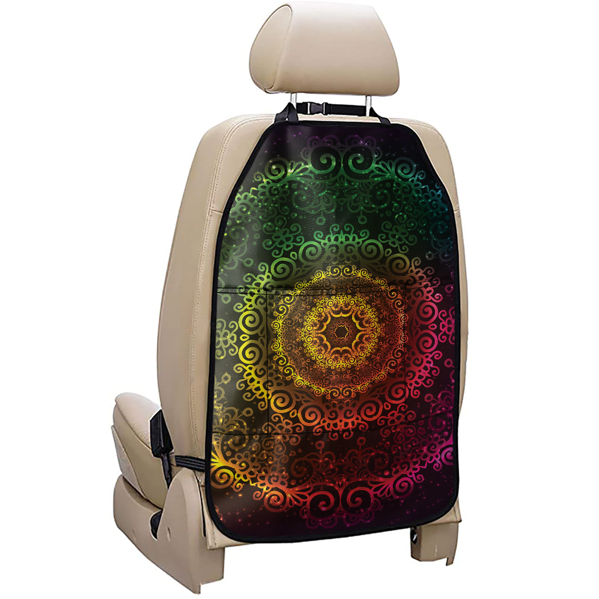 Colorful Gradient Mandala Print Car Seat Organizers