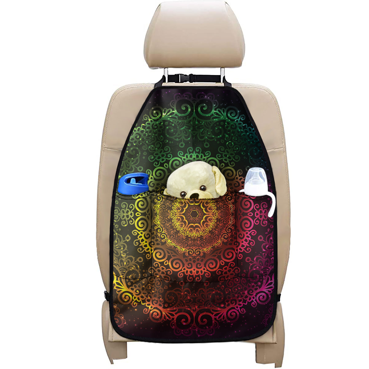 Colorful Gradient Mandala Print Car Seat Organizers