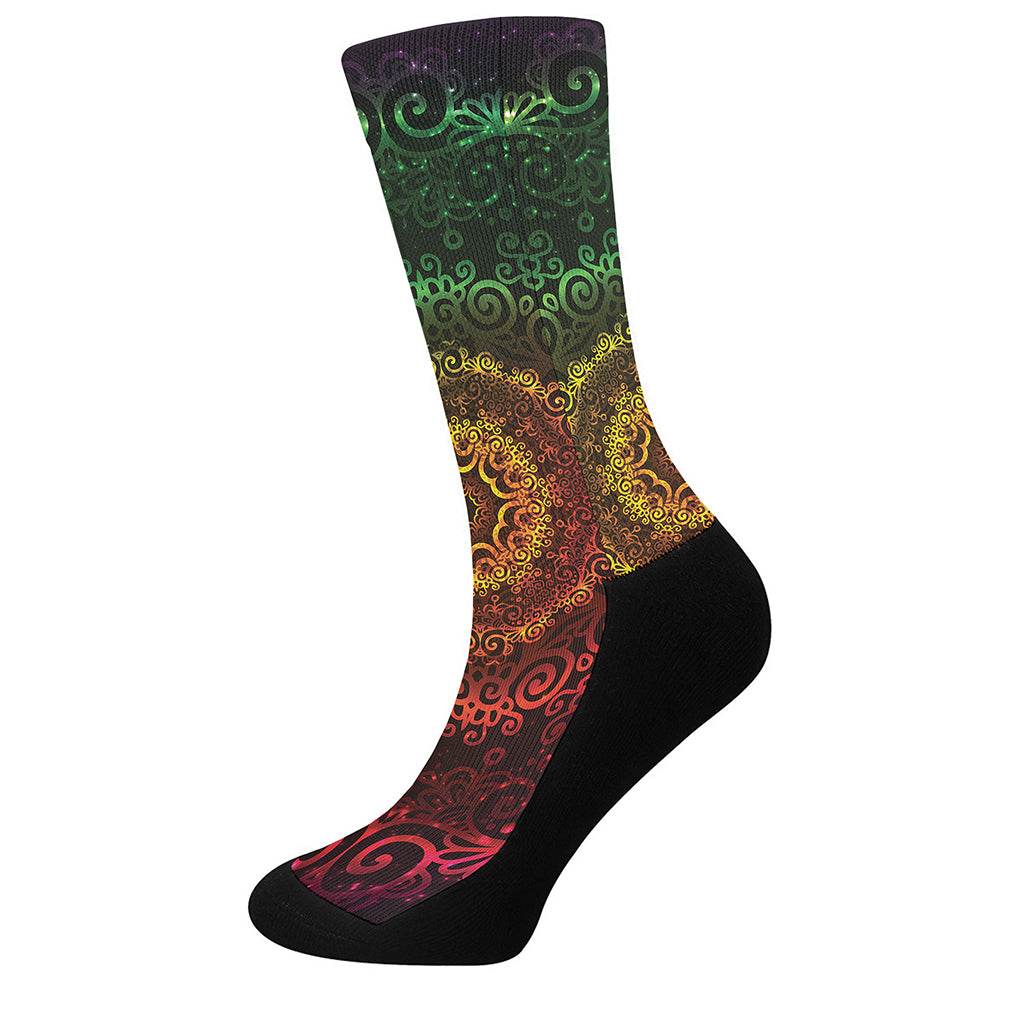 Colorful Gradient Mandala Print Crew Socks