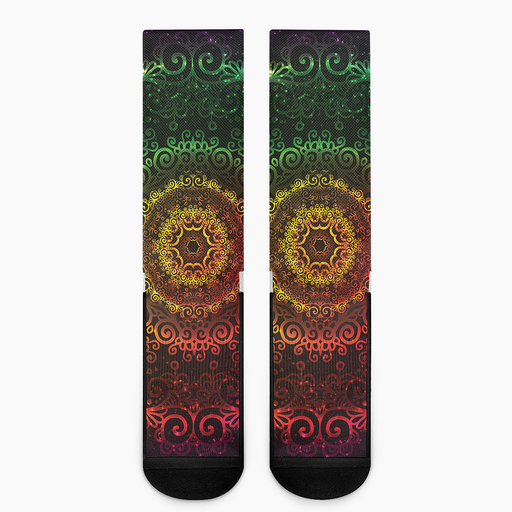 Colorful Gradient Mandala Print Crew Socks