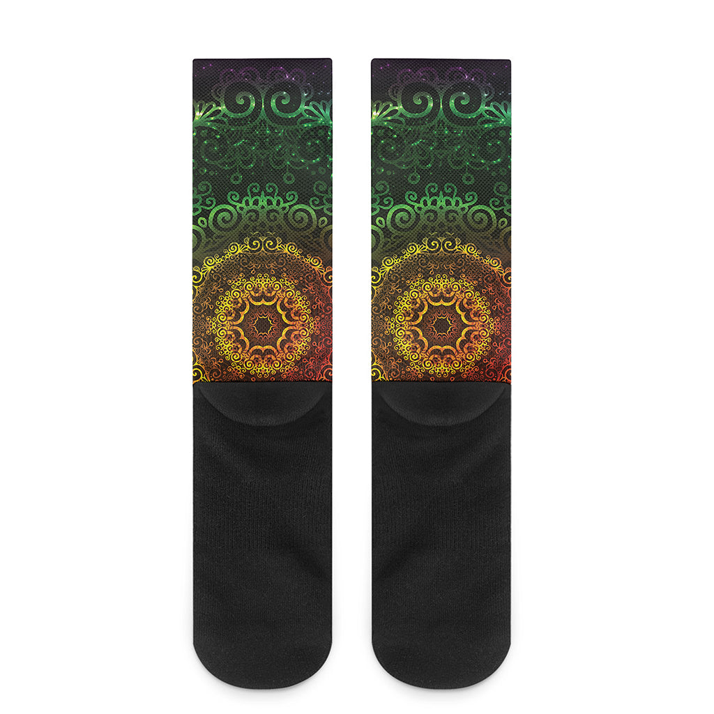 Colorful Gradient Mandala Print Crew Socks