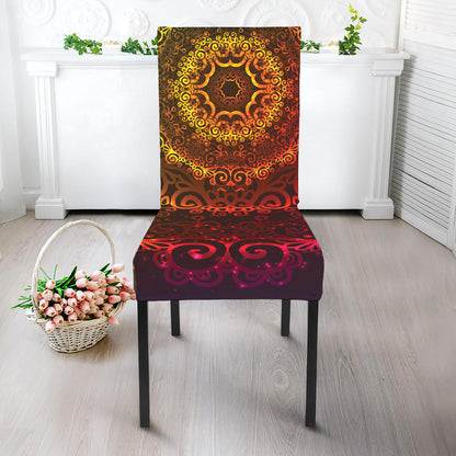 Colorful Gradient Mandala Print Dining Chair Slipcover