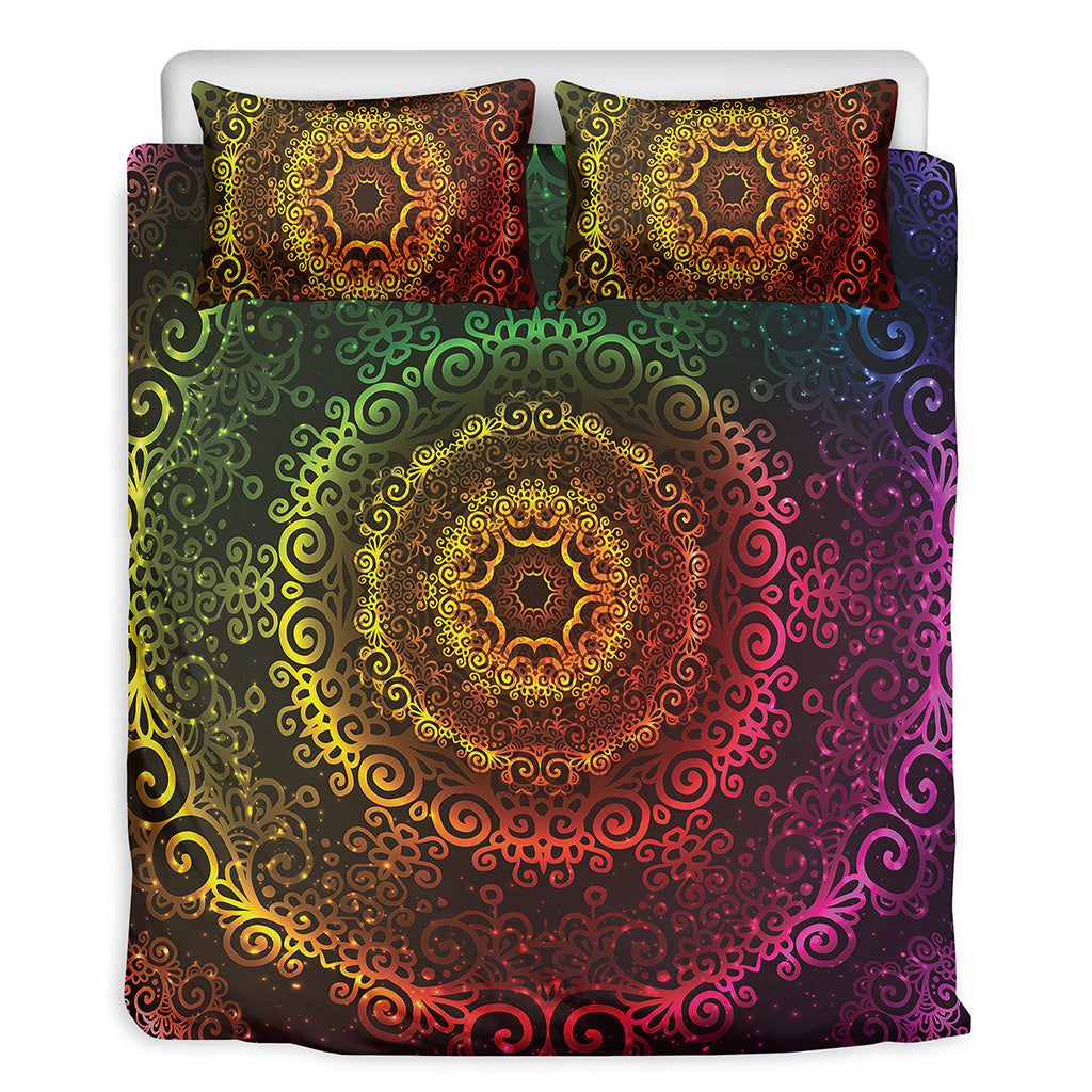 Colorful Gradient Mandala Print Duvet Cover Bedding Set