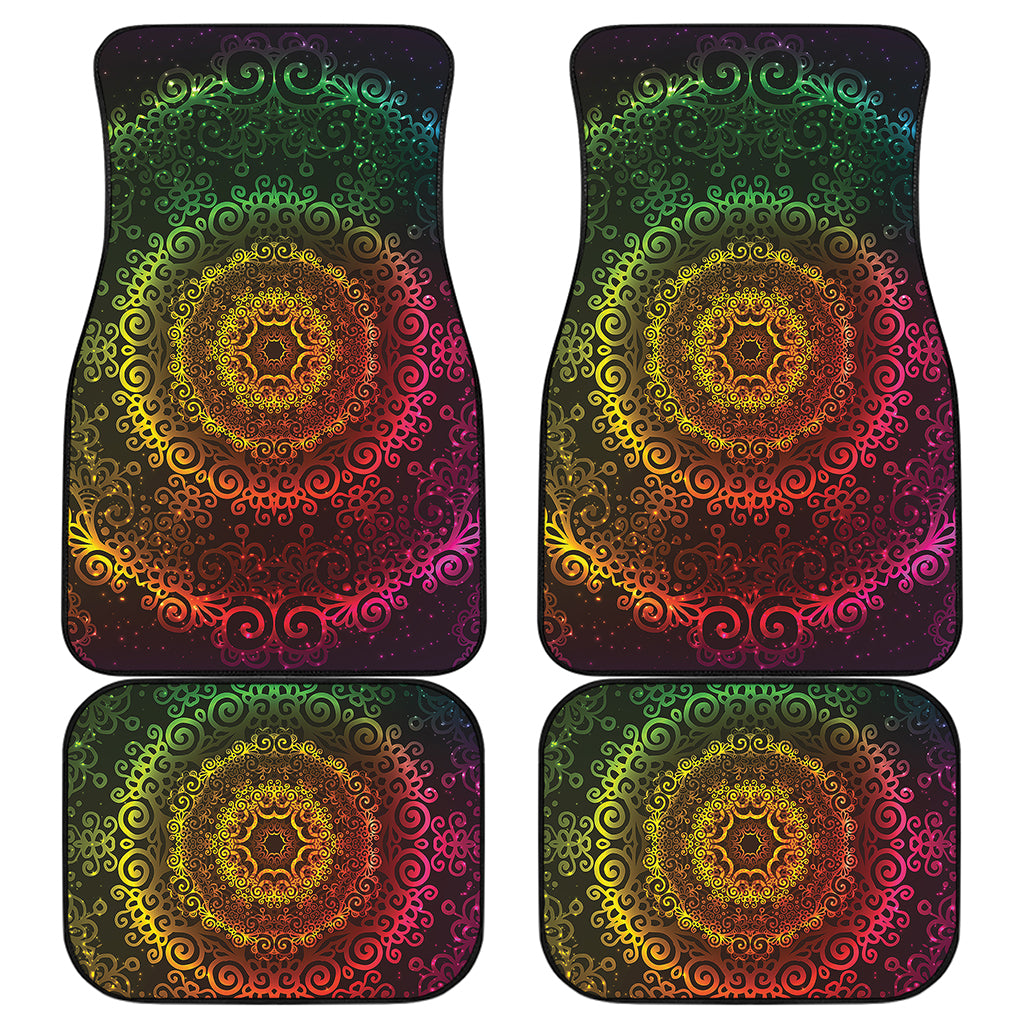 Colorful Gradient Mandala Print Front and Back Car Floor Mats