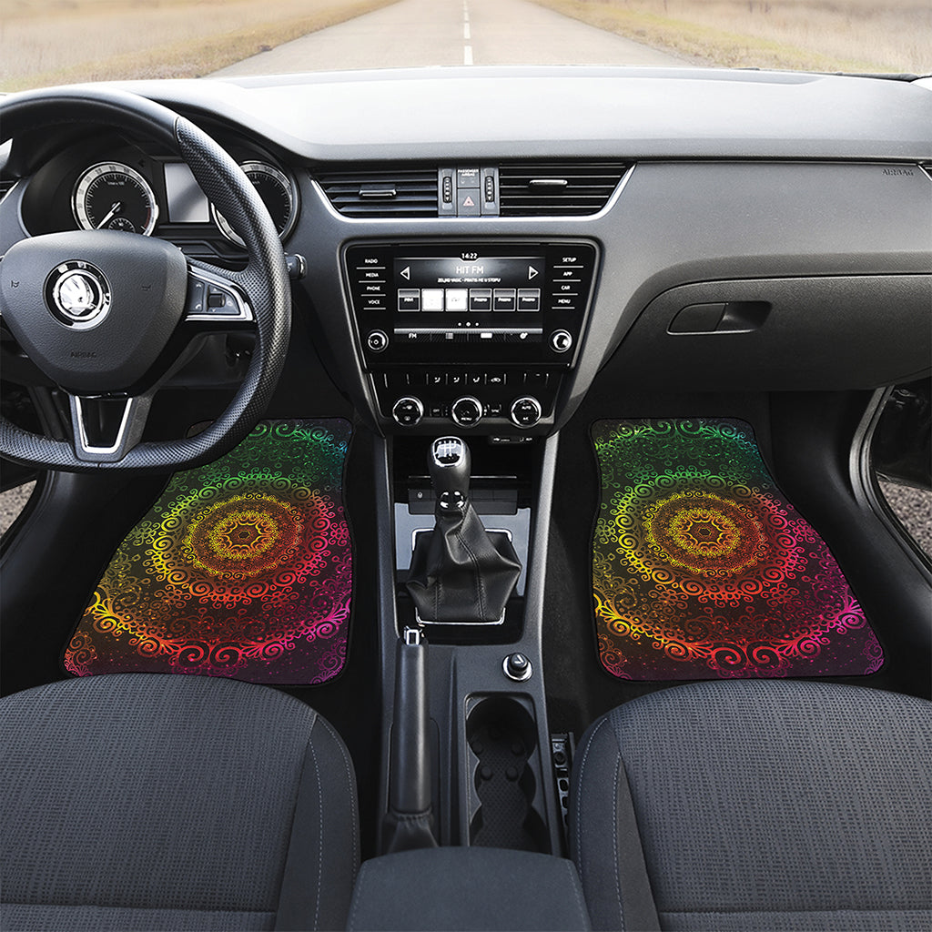 Colorful Gradient Mandala Print Front and Back Car Floor Mats