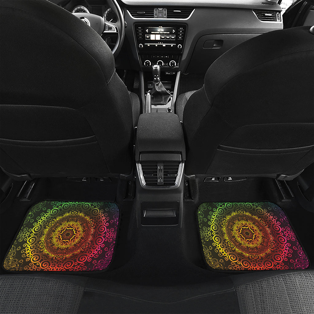 Colorful Gradient Mandala Print Front and Back Car Floor Mats
