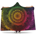 Colorful Gradient Mandala Print Hooded Blanket