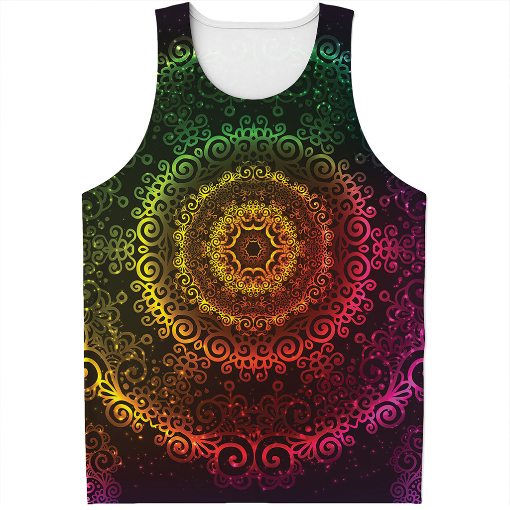 Colorful Gradient Mandala Print Men's Tank Top