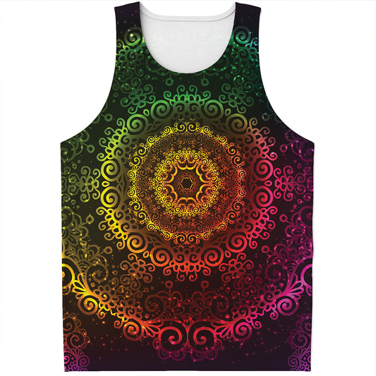 Colorful Gradient Mandala Print Men's Tank Top